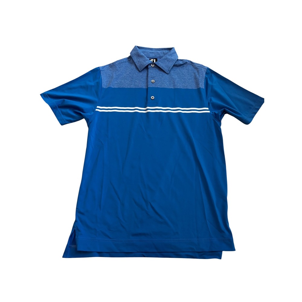 FootJoy Polo Shirt Small Blue Striped Colorblock Performance Golf Top